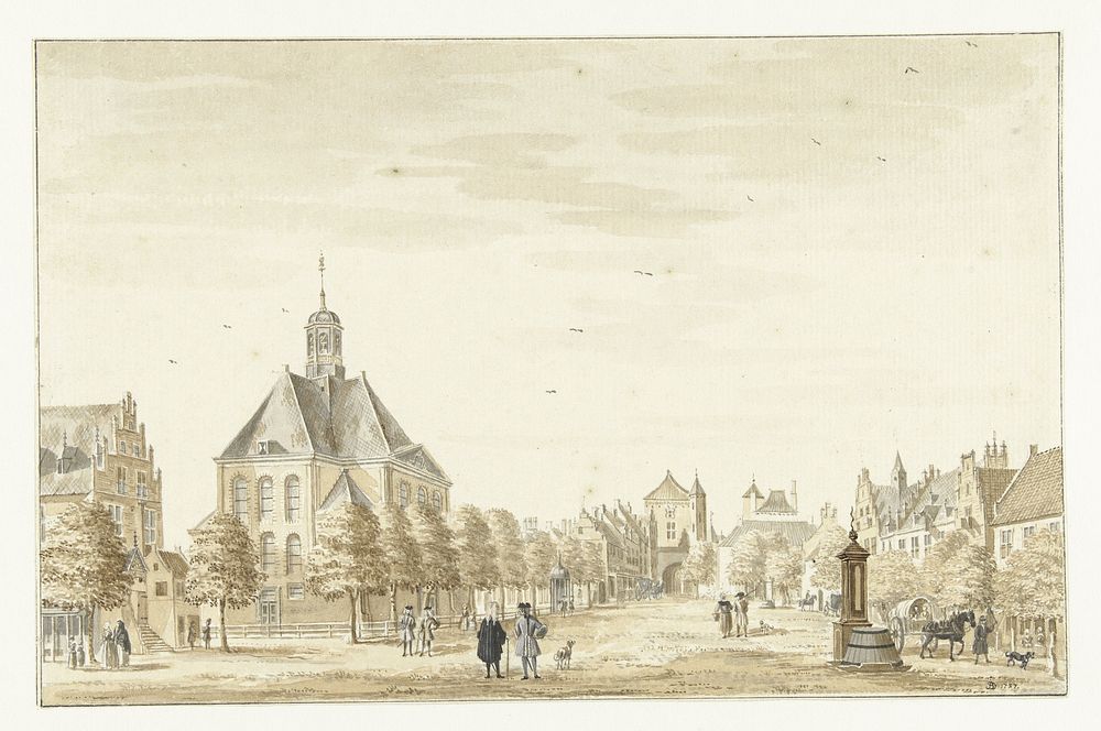 Markt te Emmerik (1737) by Jan de Beijer