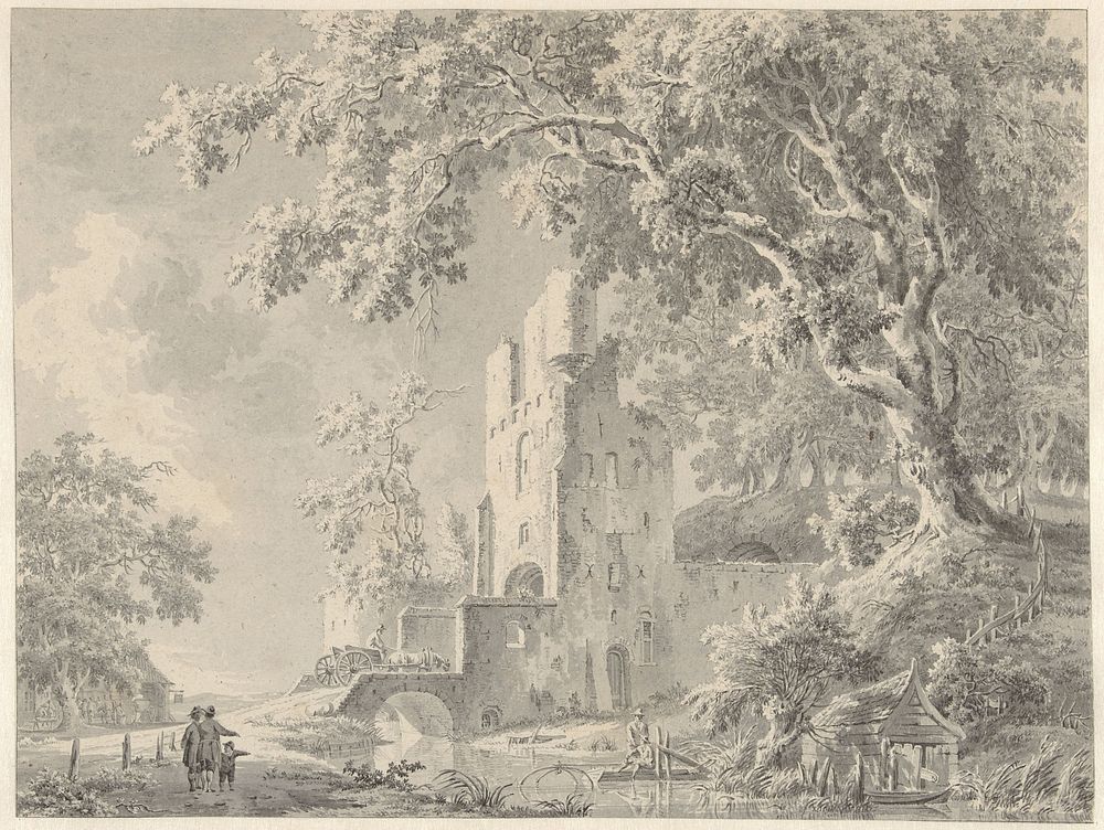 Landschap met ruïneuze poort (1785) by Paulus van Liender