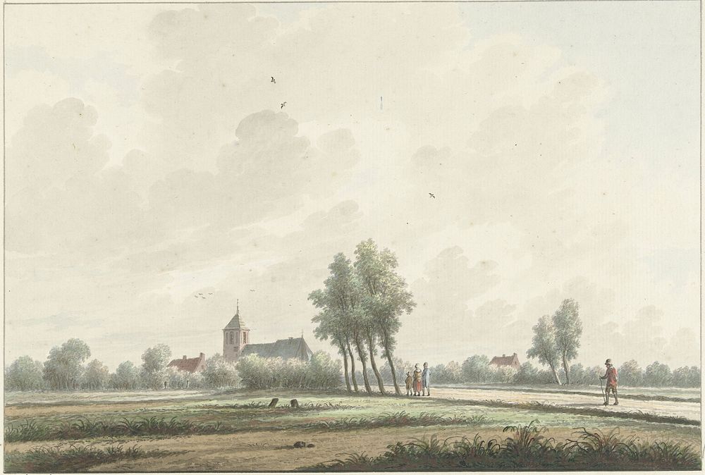 Een landschap met kerk aan de horizon (1758 - 1815) by Nicolaas Wicart