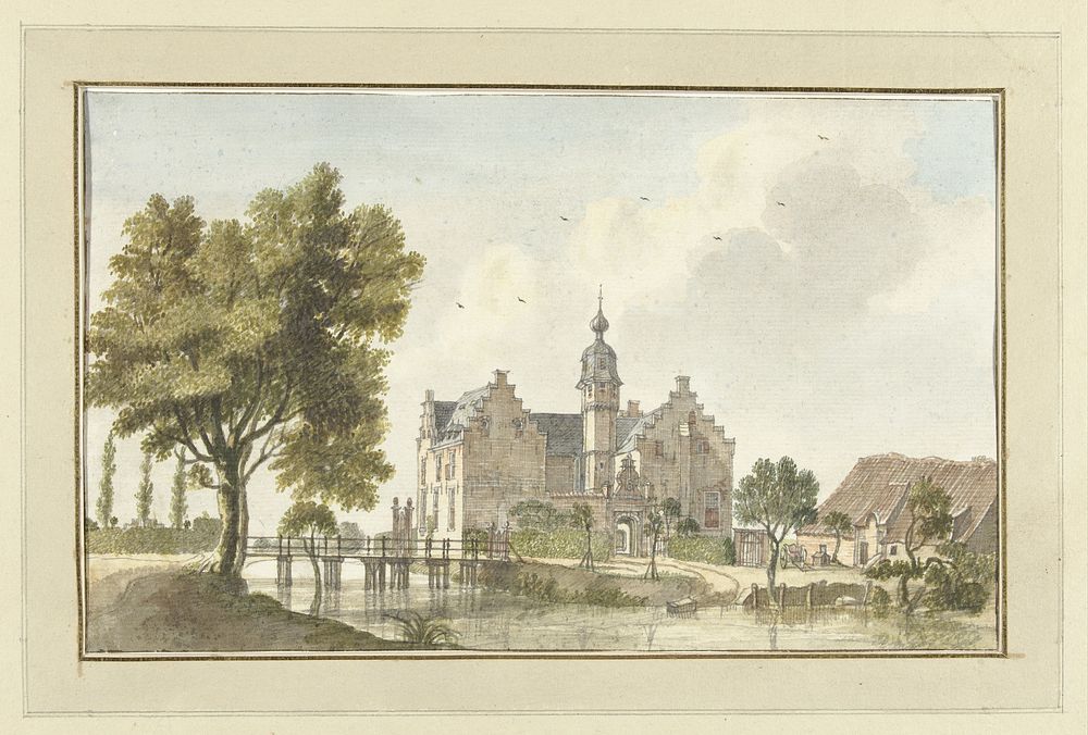 Het Huis den Ham, aan de Niers in Duitsland (1746) by Jan de Beijer