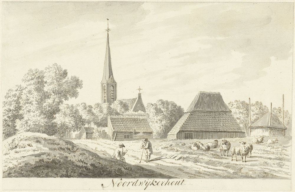 Gezicht op het dorp Noordwijkerhout (1786) by Hendrik Tavenier