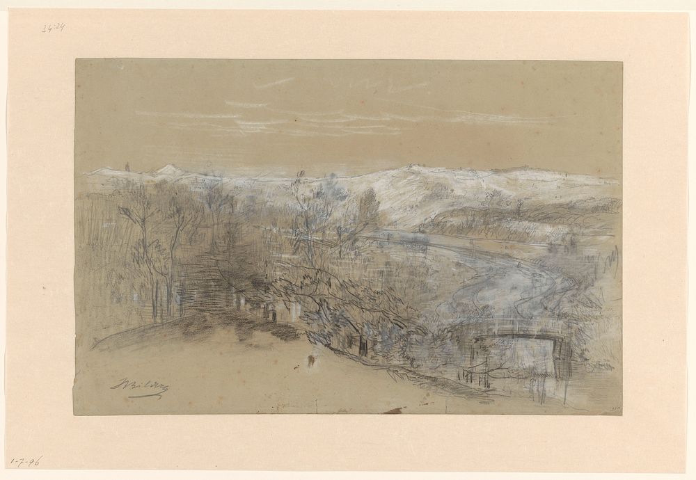 Gezicht op de Zandberg bij Elswout te Bloemendaal (1821 - 1890) by Johannes Warnardus Bilders
