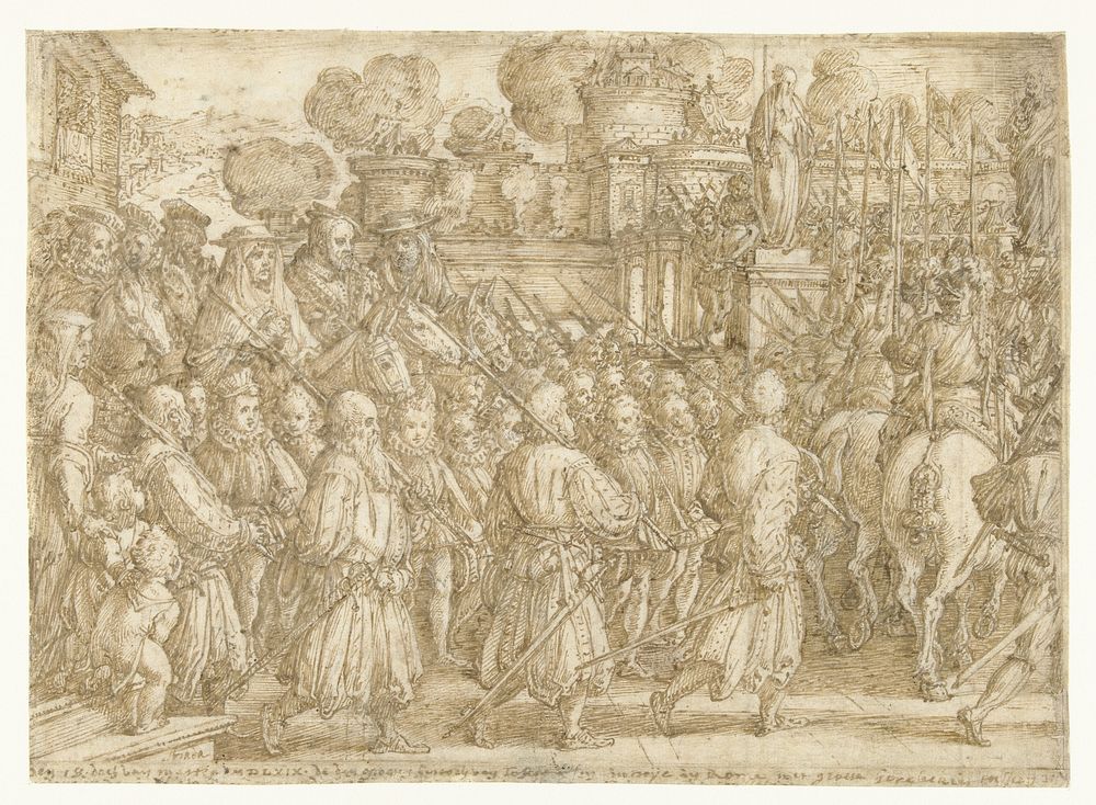 Intocht van Cosimo I Medici in Rome in 1569 (1570 - 1583) by Jan van der Straet