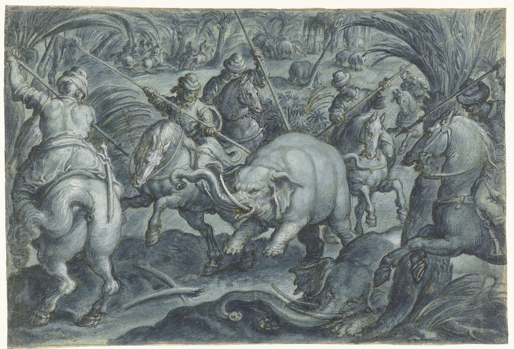 Elephant Hunt (c. 1578) by Jan van der Straet