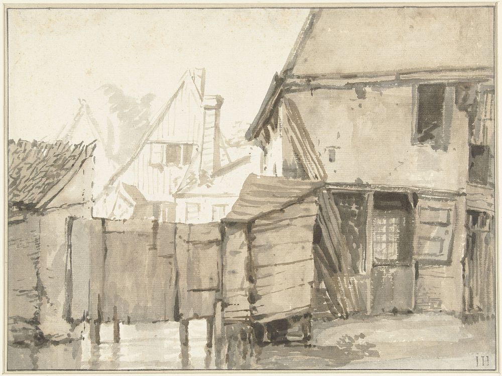 Gezicht op huizen (1804) by Jan Hulswit