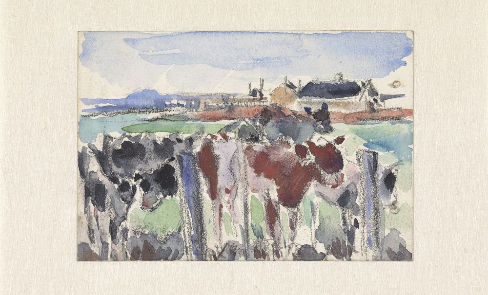 Landschap aan de Schinkel met koeien op de voorgrond (1915) by Rik Wouters