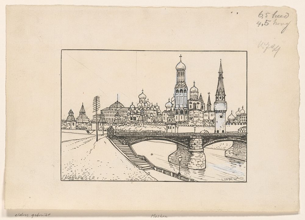Gezicht op het Kremlin te Moskou (1870 - 1937) by Willem Wenckebach
