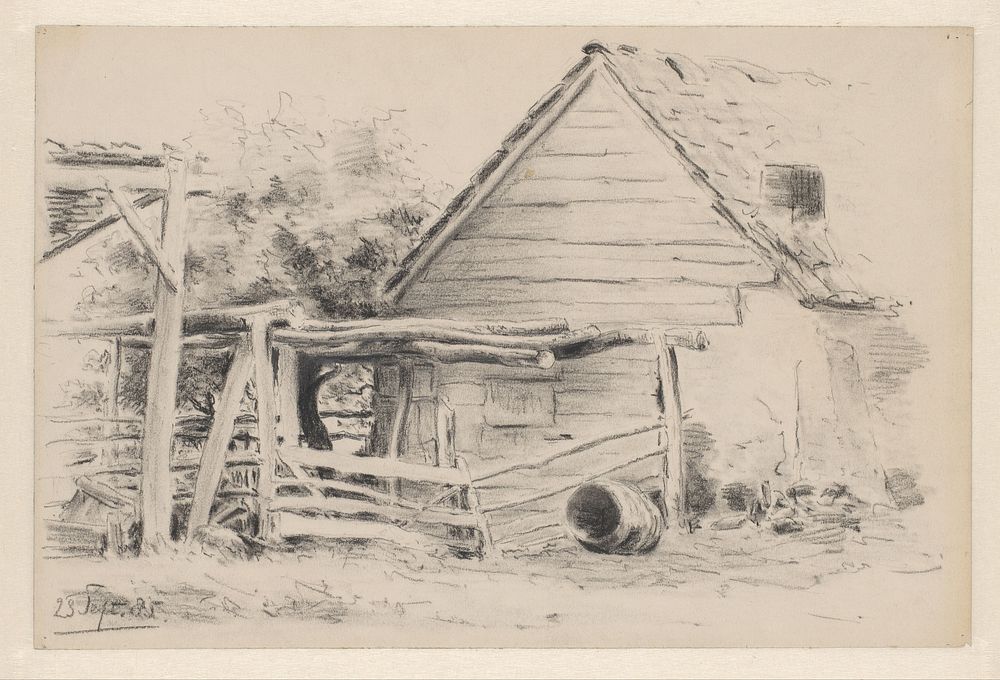 Boerderijtje, voorheen aan de Ziepsche weg, Arnhem (1885) by Pieter H J J Ras