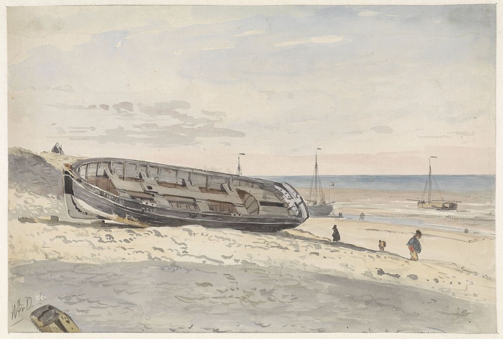Schuiten op het strand (1834 - 1893) by Willem Anthonie van Deventer