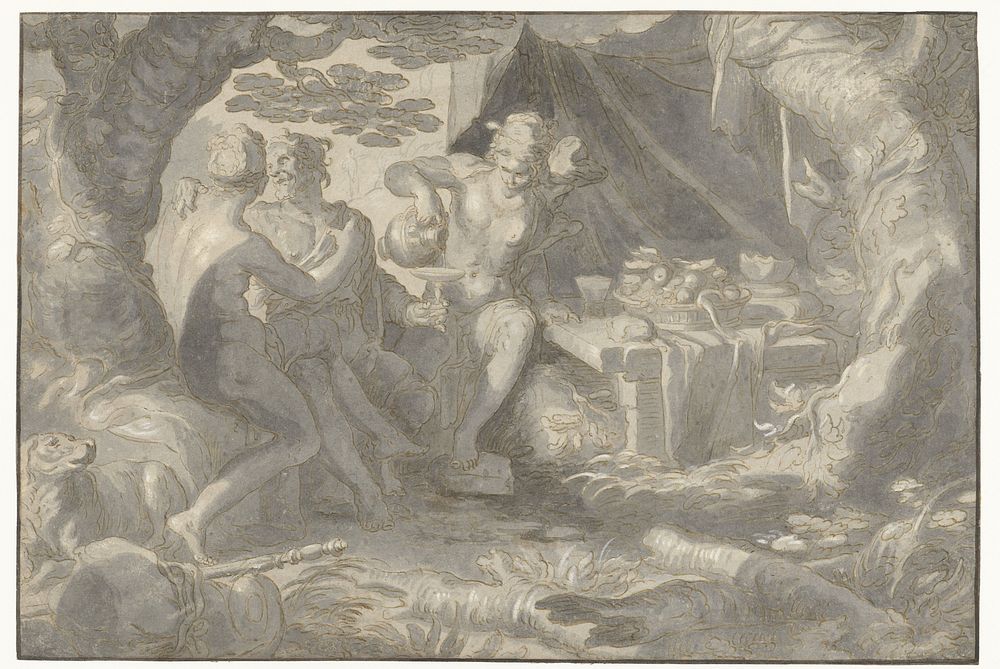 Lot en zijn dochters (1590 - 1600) by Joachim Wtewael