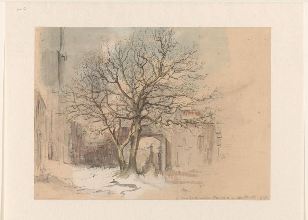 Hof van het Sint Antoniusklooster te Maastricht, in de winter (1837) by Alexander Schaepkens