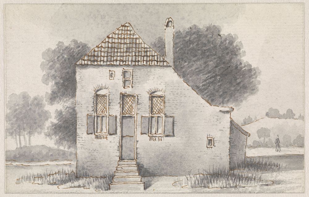 Huis te Zoelmond, in de Betuwe, frontaal gezien (1852) by Evert Doublet
