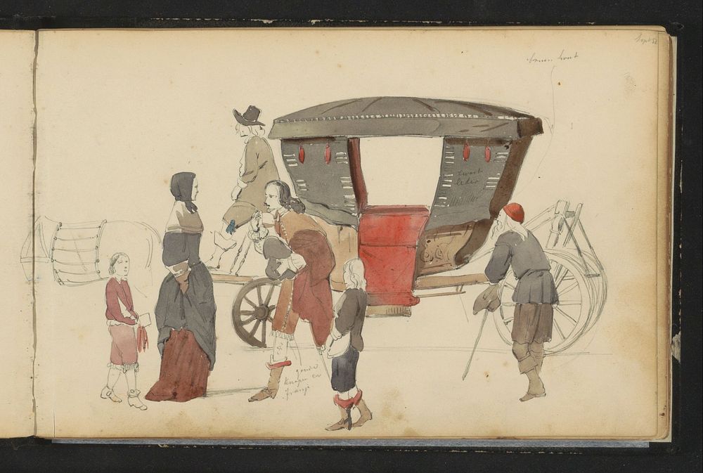 Figuren bij een koets (1852) by Cornelis Springer