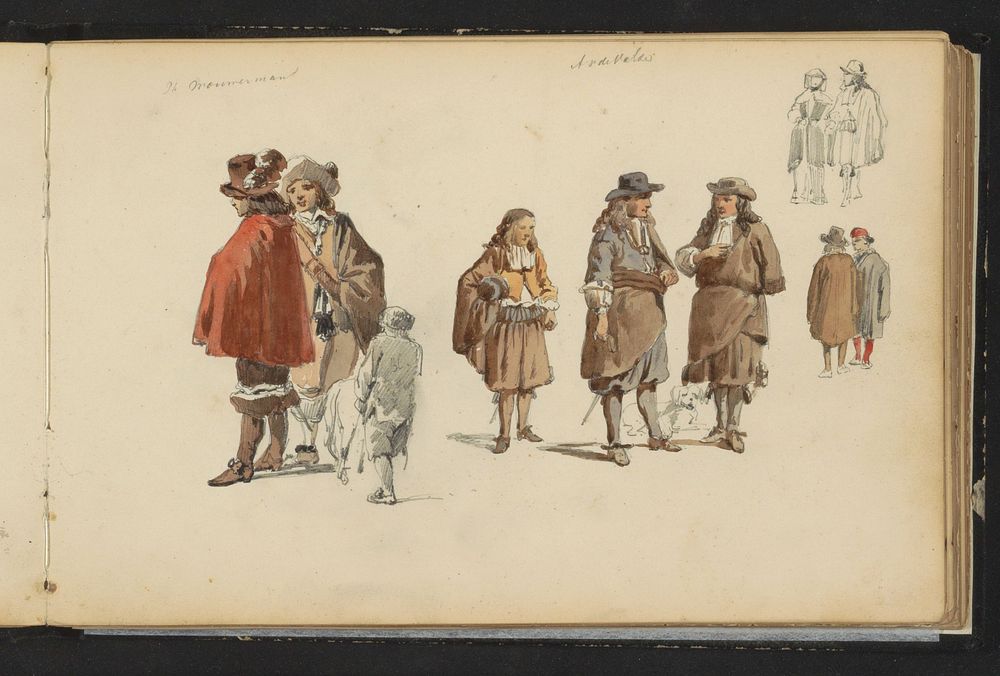 Figuren in zeventiende-eeuwse kleding (c. 1846 - c. 1882) by Cornelis Springer, Philips Wouwerman and Adriaen van de Velde