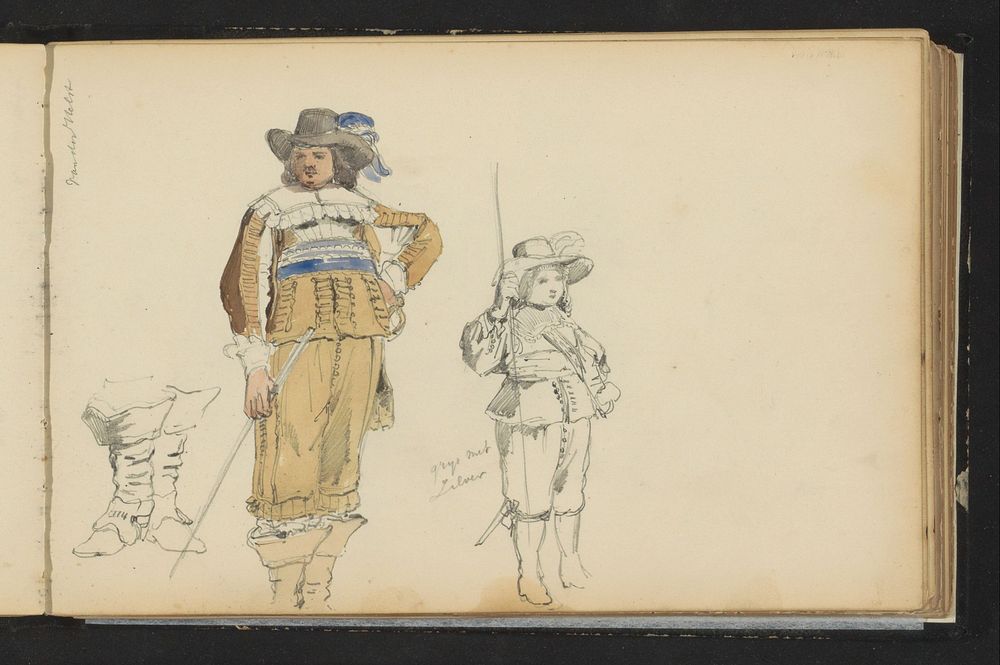 Roelof Bicker en een jongen in zeventiende-eeuwse kleding (c. 1846 - c. 1882) by Cornelis Springer and Bartholomeus van der…