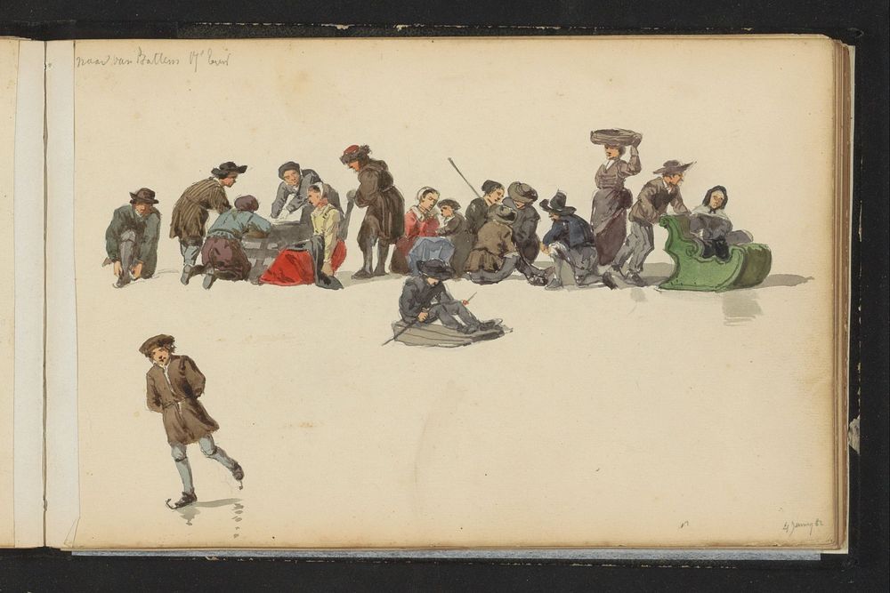 Figuren in zeventiende-eeuwse kleding (1882) by Cornelis Springer and Gerrit Battem