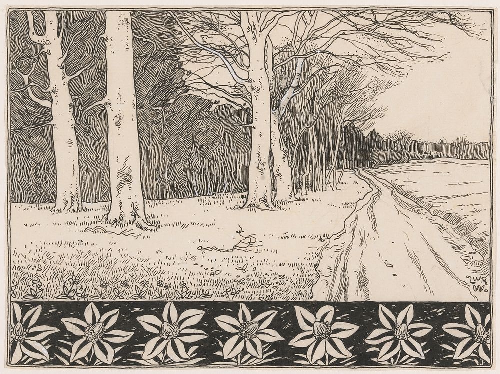 Pad langs de rand van een bos (in or before 1893) by Willem Wenckebach
