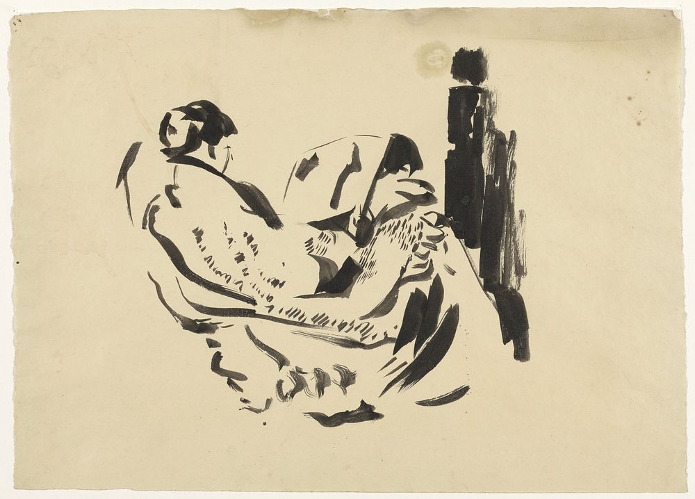 Studie naar Nel Wouters, zittend in een leunstoel (1892 - 1916) by Rik Wouters