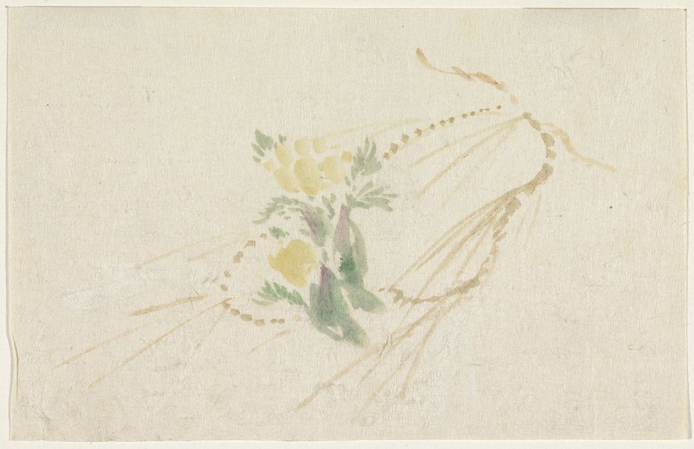 Tak met gele bloemen (1808 - 1861) by Utagawa Kuniyoshi