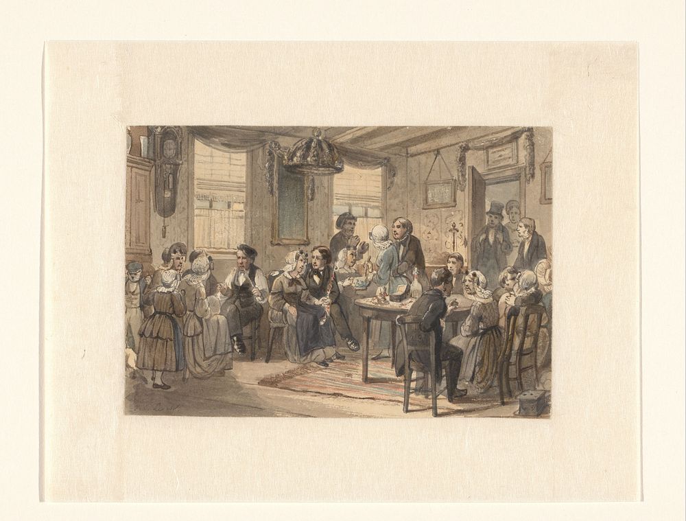 Bruiloftsviering in een Fries burgergezin (1833 - 1890) by Johan Coenraad Leich