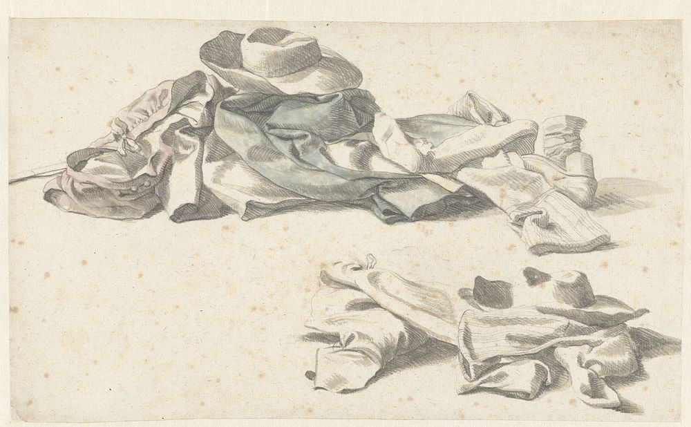 Twee stillevens van de plunje van een soldaat (1600 - 1699) by anonymous