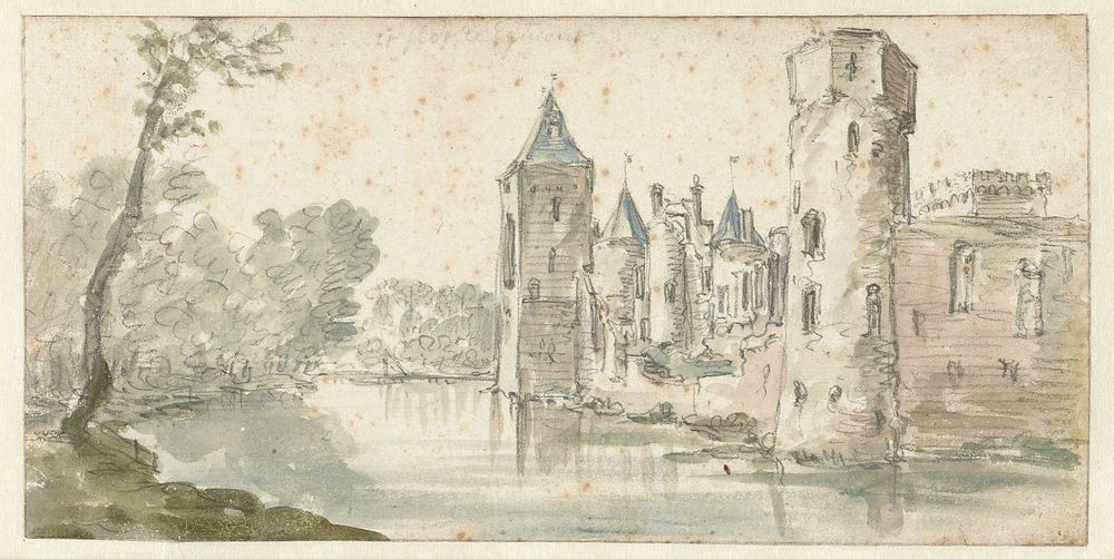 Gezicht op kasteel Egmond (1606 - 1656) by Jan van Goyen