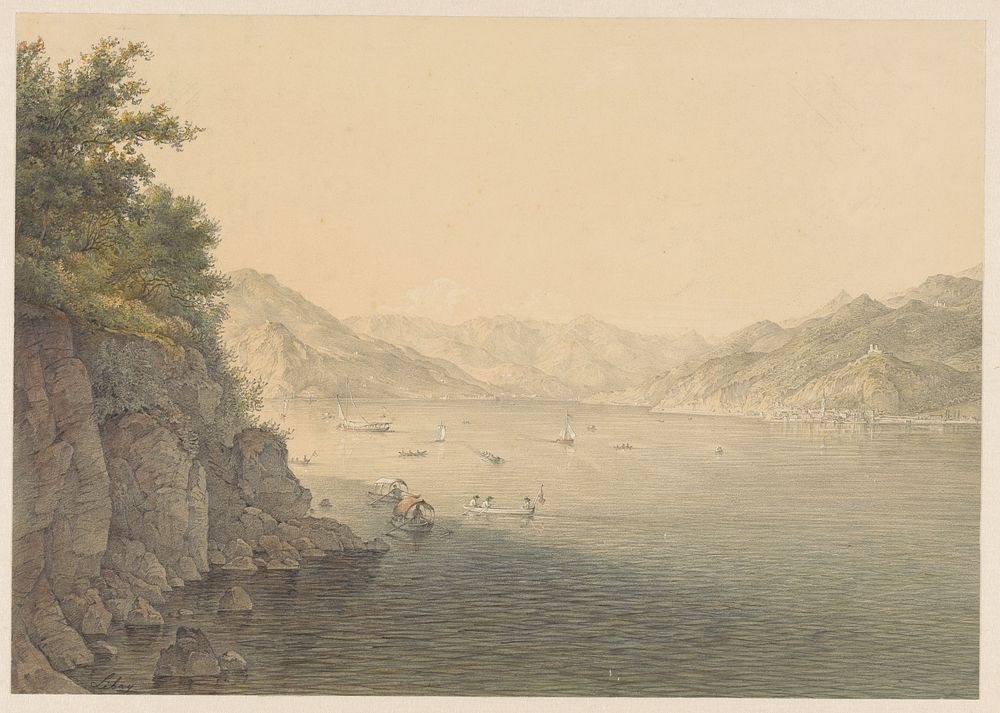 Varenna aan het Comomeer (1824 - 1888) by Karoly Lajos Libay