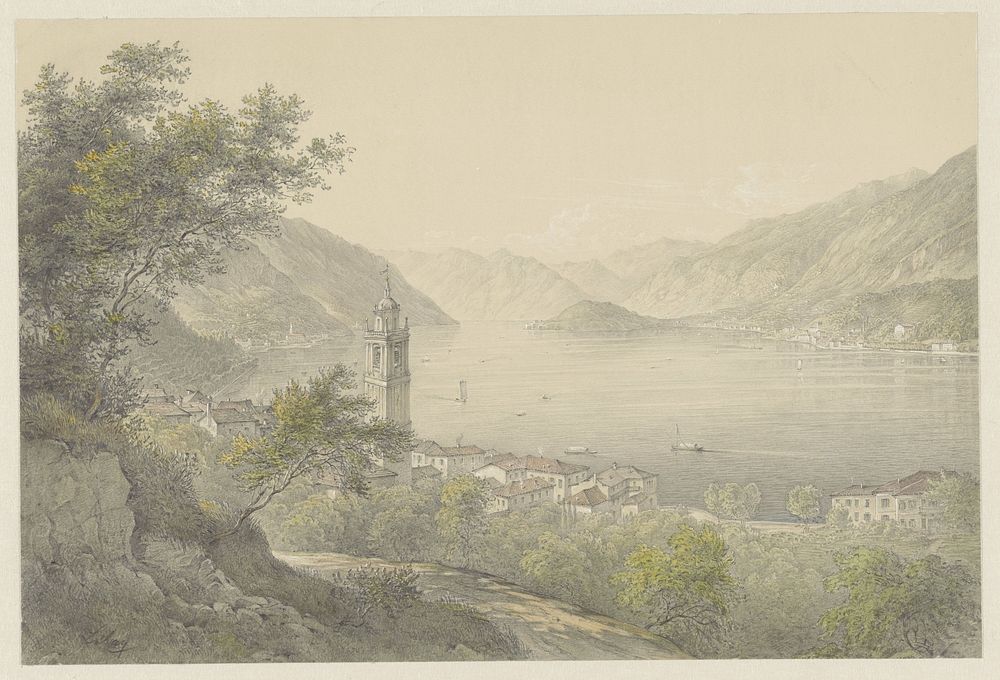 Bellagio, aan het Comomeer (1824 - 1888) by Karoly Lajos Libay