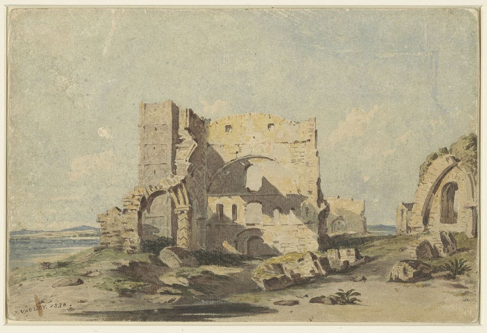 Lindisfarne Abbey op Holy Island, Northumberland (1830) by John Varley I