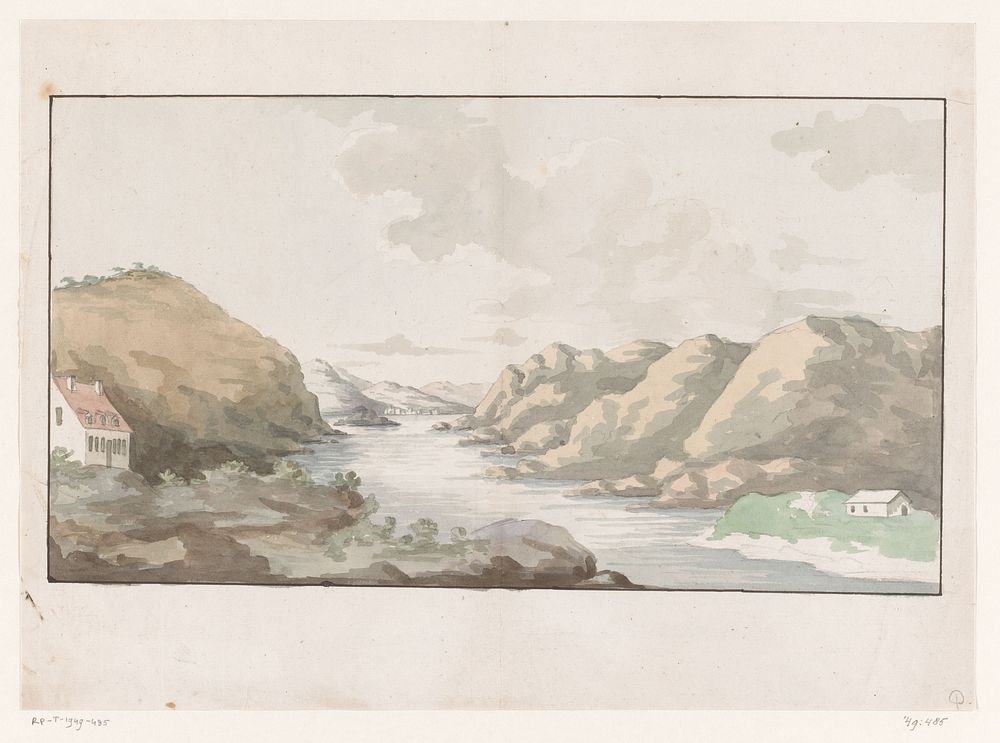Gezicht op de Hudson rivier (1700 - 1800) by anonymous