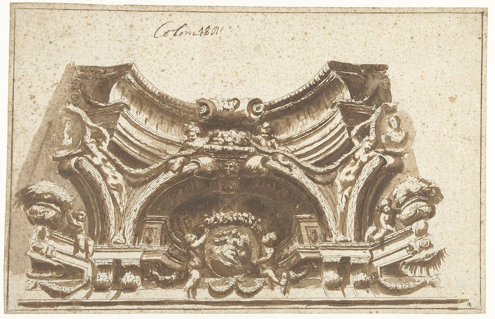Ontwerp voor plafondschildering in schijnarchitectuur (1665 - 1668) by Angelo Michele Colonna