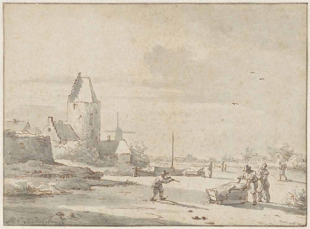 Winterlandschap (1813 - 1862) by Barend Cornelis Koekkoek and Jan Hulswit