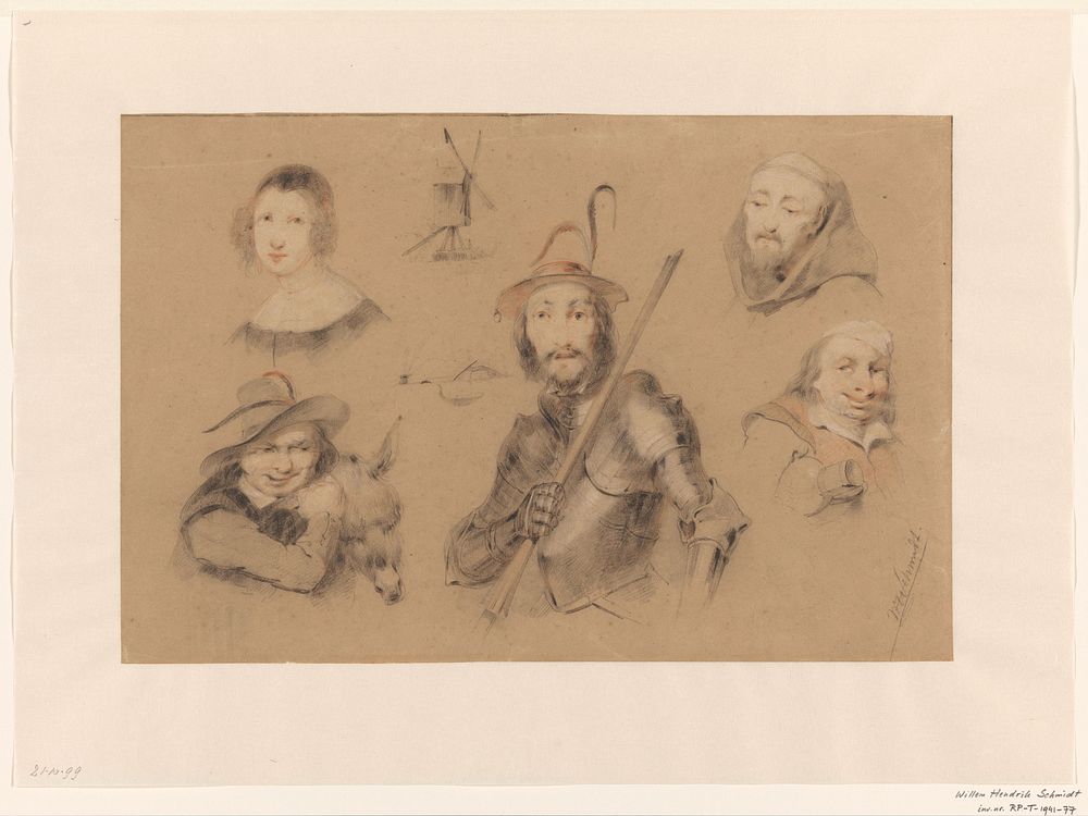 Figuren uit Don Quichot (1819 - 1849) by Willem Hendrik Schmidt