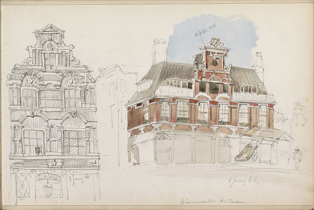 Panden aan de Nieuwmarkt te Amsterdam (1866) by Isaac Gosschalk and Joseph Henry Gosschalk