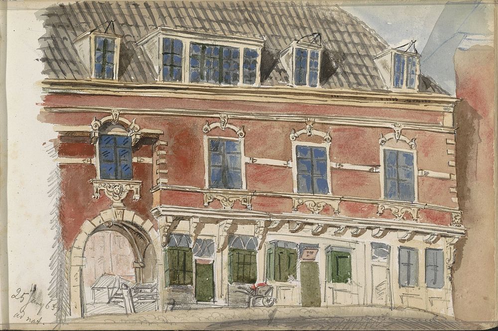 Gevel van een gebouw in Hollandse renaissancestijl (1863) by Isaac Gosschalk and Joseph Henry Gosschalk