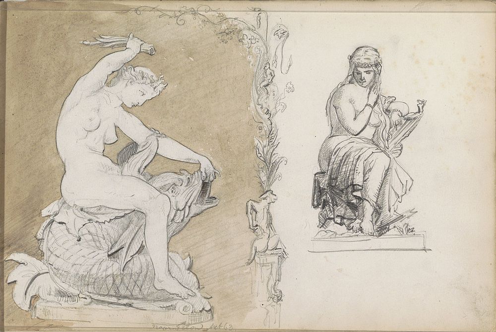 Twee sculpturen van naakte vrouwen (1863) by Isaac Gosschalk and Joseph Henry Gosschalk