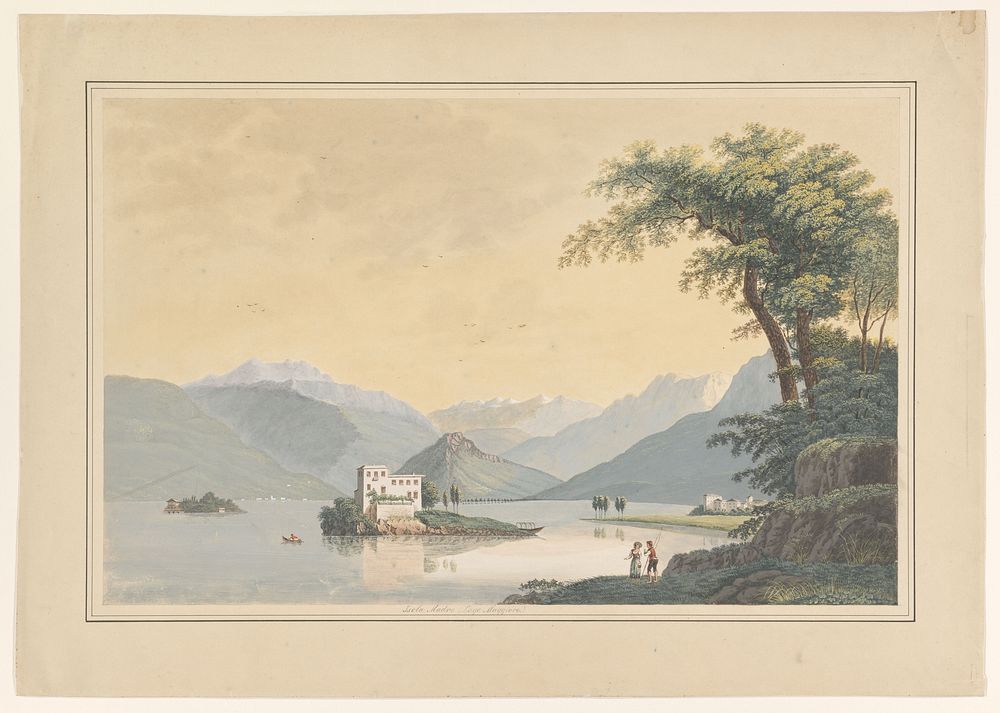 Gezicht op de Isola Madre in de Lago Maggiore (1828) by Johannes Josephus Aarts
