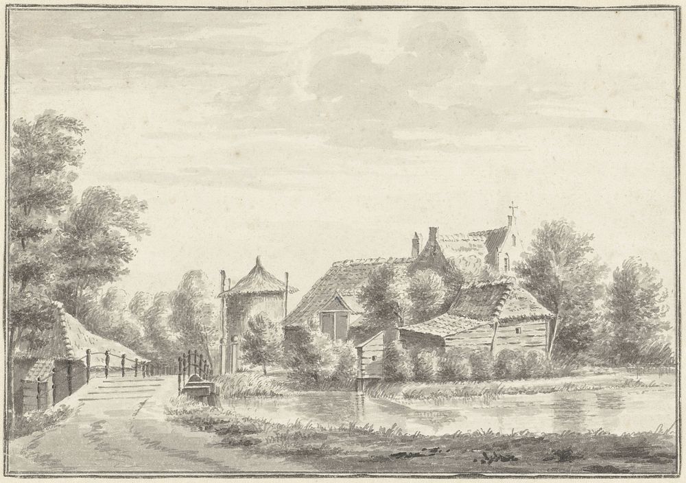 Gezicht op het klooster te Slingeland (1717 - 1748) by Abraham de Haen II