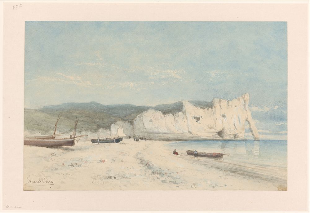 Kustlandschap met witte krijtrotsen (1851 - 1894) by Hendrik Veder