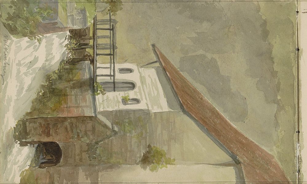 Huis aan een gracht te Valkenburg (c. 1888 - c. 1901) by Anna Catharina Maria van Eeghen