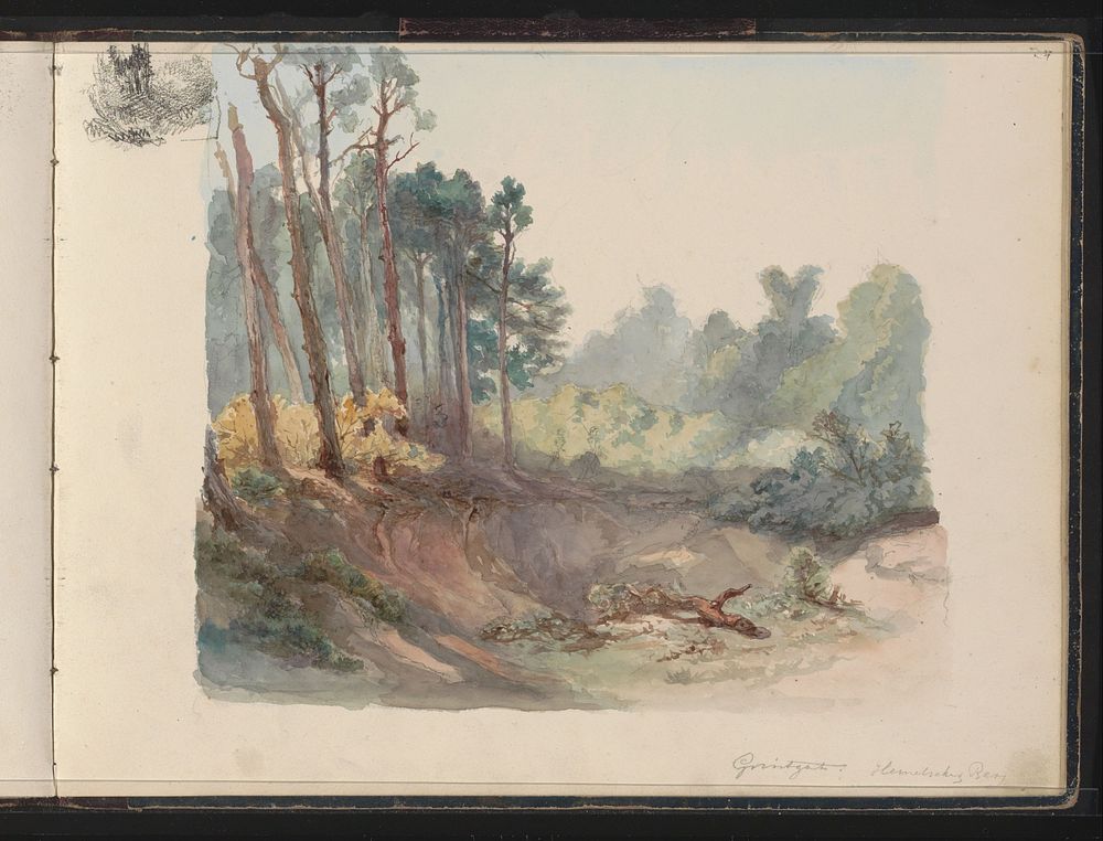 Grindgat bij de Hemelschen Berg te Oosterbeek (1864 - c. 1865) by Maria Vos