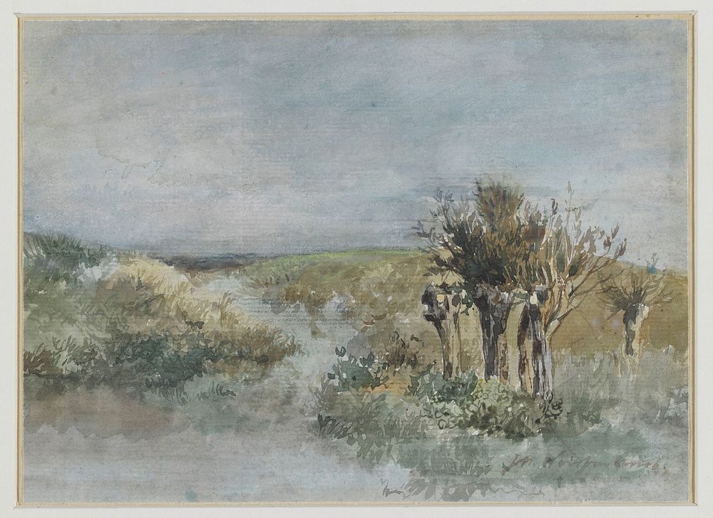 Landschap met knotwilgen langs een sloot (1834 - 1903) by Johan Hendrik Weissenbruch