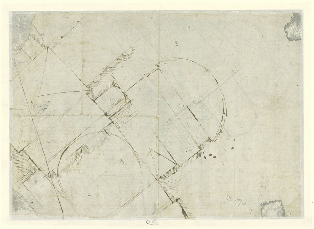 Schets van een plattegrond van een gebouw (1769 - 1850) by Giovanni Battista Piranesi, Fabrizio Galliari and Lorenzo…