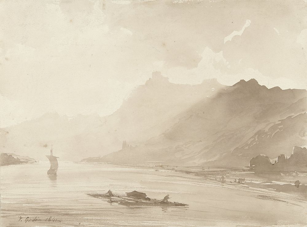 Gezicht aan de Rijn (1842) by Théodore Gudin