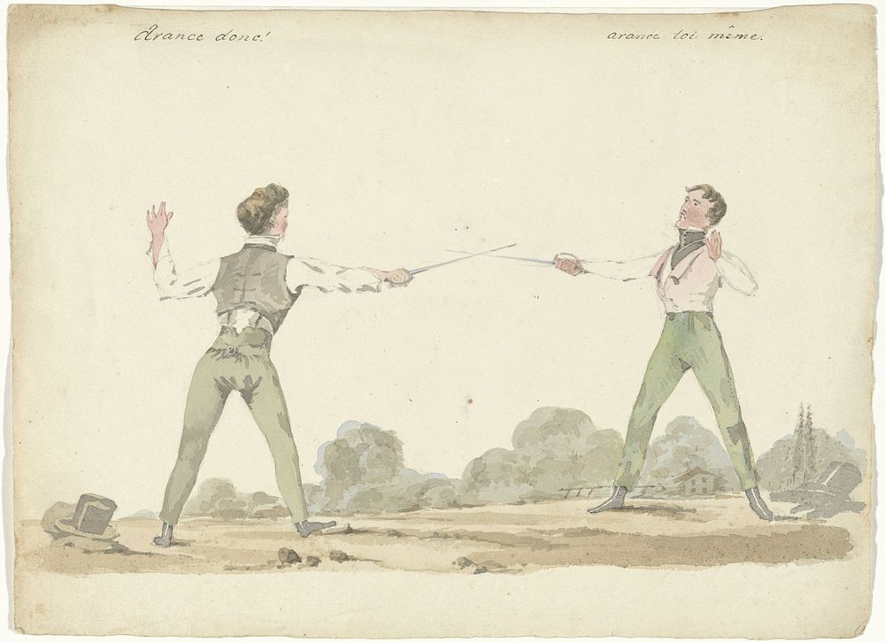 Duellerende mannen (1811 - 1873) by Pieter van Loon