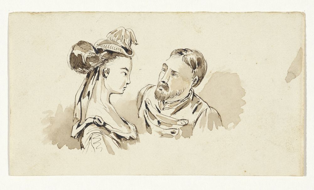 Borstbeelden van een man en een vrouw (1811 - 1873) by Pieter van Loon