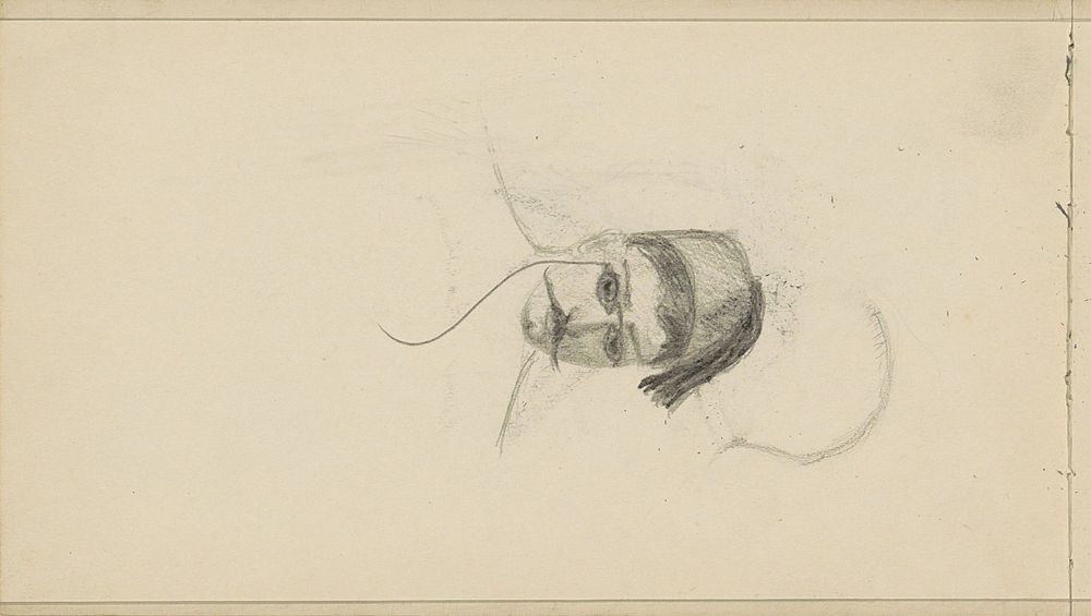 Portretkop van een man met een fez en monocle (c. 1892) by Julie de Graag