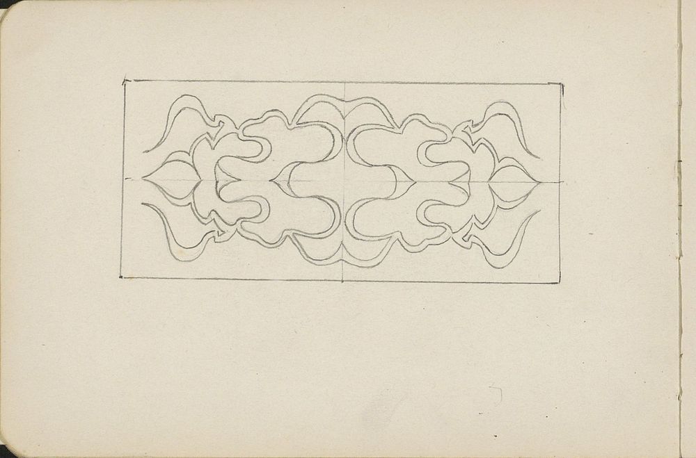 Symmetrisch patroon van krullende lijnen binnen een rechthoek (c. 1894) by Julie de Graag