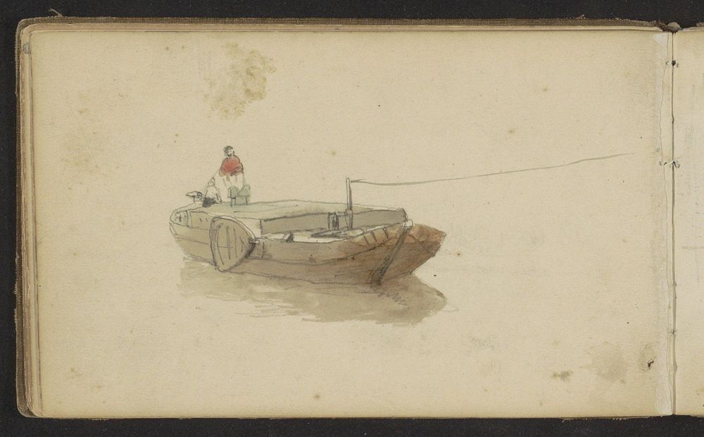 Man op een trekschuit (1834 - 1903) by Johan Hendrik Weissenbruch