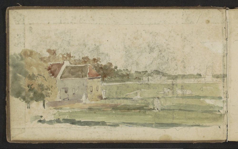 Landschap met een huis en molen (1834 - 1903) by Johan Hendrik Weissenbruch